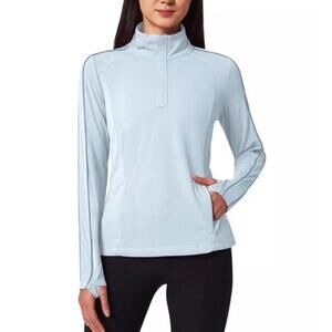 Mondetta Women's Quarter Zip Pullover Size L Blue Long Sleeve